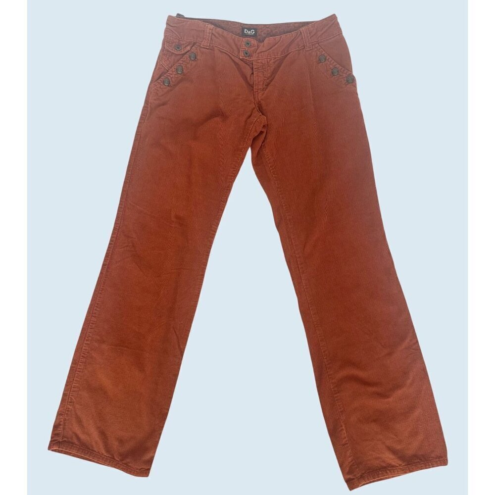 DOLCE & GABBANA Burnt Orange Low Rise Y2K Corduroy Pants Sz 29